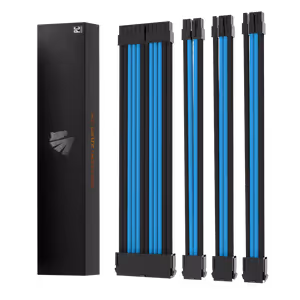 AsiaHorse 4-Piece Sleeved PSU Extension Cable Kit, Black & Blue - image 3