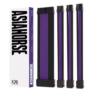 AsiaHorse 4-Piece Sleeved PSU Extension Cable Kit, Black & Purple - image 3
