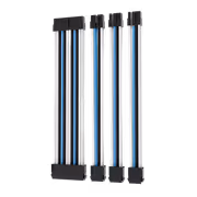 AsiaHorse 4-Piece Sleeved PSU Extension Cable Kit, Black White & Blue - image 2