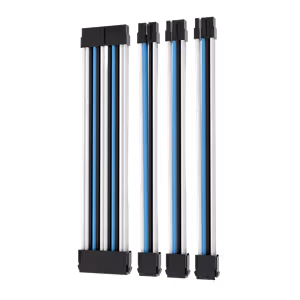 AsiaHorse 4-Piece Sleeved PSU Extension Cable Kit, Black White & Blue - image 2