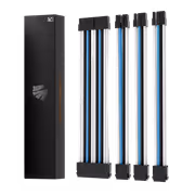 AsiaHorse 4-Piece Sleeved PSU Extension Cable Kit, Black White & Blue - image 3