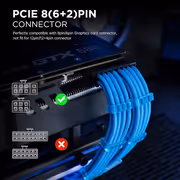 AsiaHorse Blue Braided PSU Extension Cable Kit 30cm - image 7