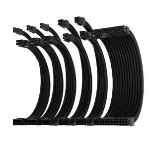 AsiaHorse 6-Piece Sleeved PSU Extension Cable Kit, Black - image 2
