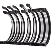AsiaHorse 6-Piece Sleeved PSU Extension Cable Kit, Black & White - image 2
