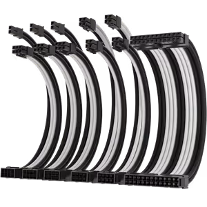 AsiaHorse 6-Piece Sleeved PSU Extension Cable Kit, Black & White - image 2