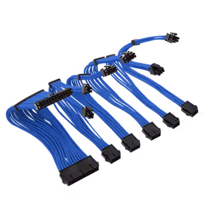 AsiaHorse Blue Braided PSU Extension Cable Kit 30cm - image 2