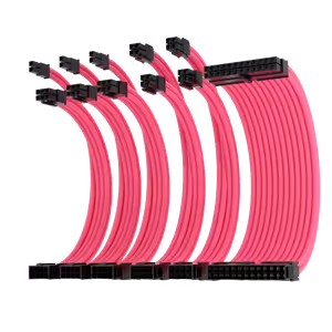 AsiaHorse 6-Piece Sleeved PSU Extension Cable Kit, Pink - image 2