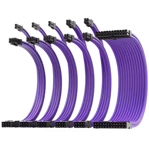 AsiaHorse 6-Piece Sleeved PSU Extension Cable Kit, Purple - image 2