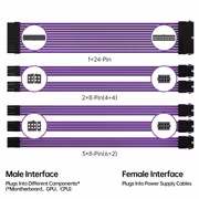 AsiaHorse 6-Piece Sleeved PSU Extension Cable Kit, Purple - image 4