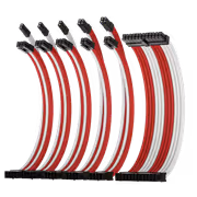 AsiaHorse 6-Piece Sleeved PSU Extension Cable Kit, Red & White - image 2