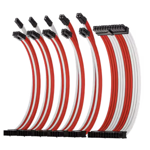 AsiaHorse 6-Piece Sleeved PSU Extension Cable Kit, Red & White - image 2