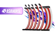 AsiaHorse 6-Piece Sleeved PSU Extension Cable Kit, Red & White - image 1