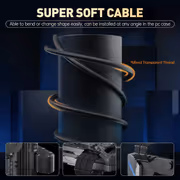 AsiaHorse 6-Piece Sleeved PSU Extension Cable Kit, Transparent Black - image 6