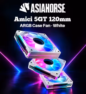 AsiaHorse Amici 5GT 120mm ARGB Case Fan - White (3-Pack)