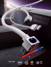 AsiaHorse Hydrus ARGB 8-Pin CPU Extension Cable (Type A), White - image 3