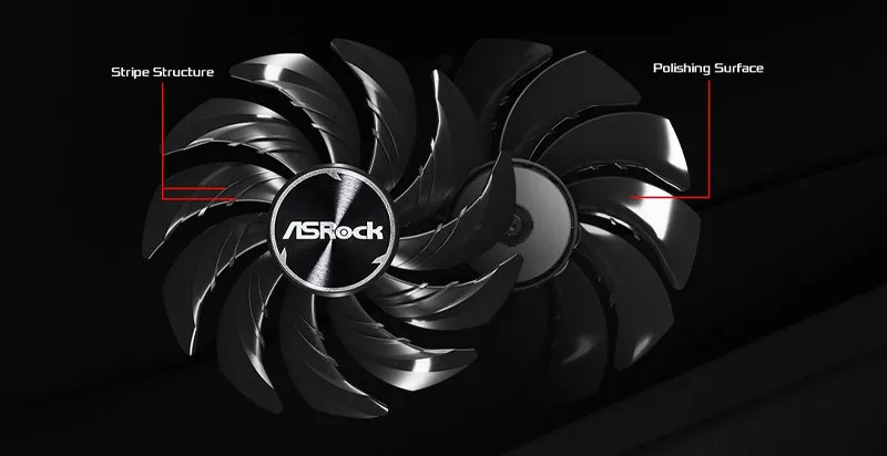 ASRock Graphics Card showcasing Striped Axial Fan