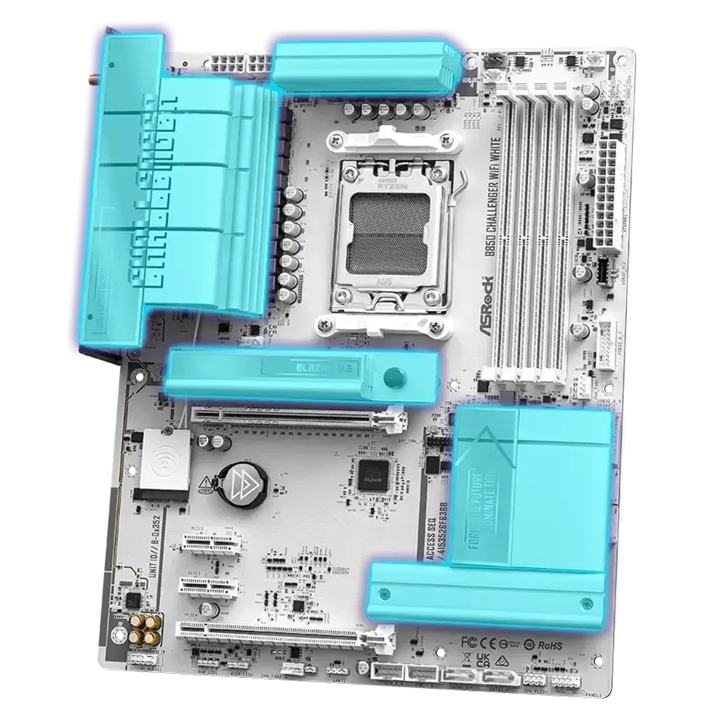 ASRock B850 Challenger WiFi AM5 White Motherboard - DDR5, PCIe