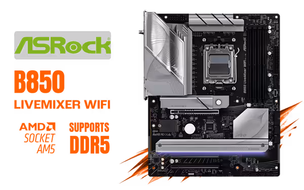 ASRock B850 LiveMixer WiFi AM5 Motherboard - image 1 ASRock B850 LiveMixer WiFi AM5 Motherboard - image 1