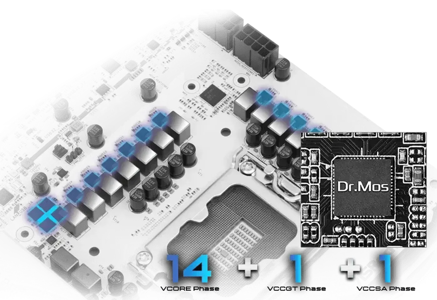 14+1+1 power phase VRM design with Dr. MOS for optimized CPU power