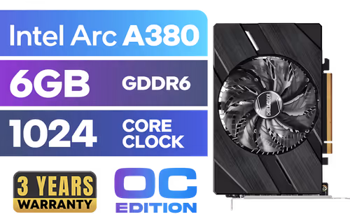 ASRock Intel Arc A380 ITX 6GB OC Graphics Card ASRock Intel Arc A380 ITX 6GB OC Graphics Card - Image 1