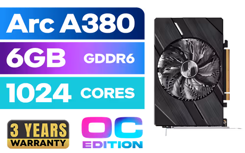 ASRock Intel Arc A380 ITX 6GB OC Graphics Card ASRock Intel Arc A380 ITX 6GB OC Graphics Card - Image 1