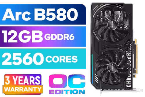 ASRock Intel ARC B580 Challenger 12GB OC GDDR6 Graphics Card - Image 1