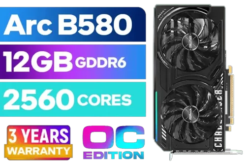 ASRock Intel ARC B580 Challenger 12GB OC GDDR6 Graphics Card - Image 1