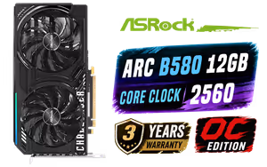 ASRock Intel ARC B580 Challenger 12GB OC GDDR6 Graphics Card - Image 1