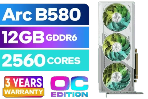 ASRock Intel ARC B580 Steel Legend 12GB OC GDDR6 Graphics Card - Image 1