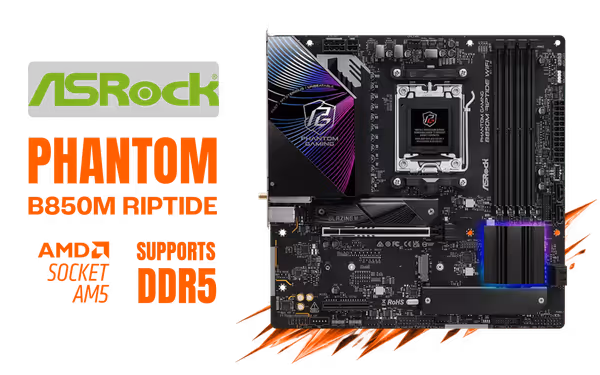 ASRock Phantom Gaming B850M Riptide WiFi AMD B850 Motherboard - image 1 ASRock Phantom Gaming B850M Riptide WiFi AMD B850 Motherboard - image 1