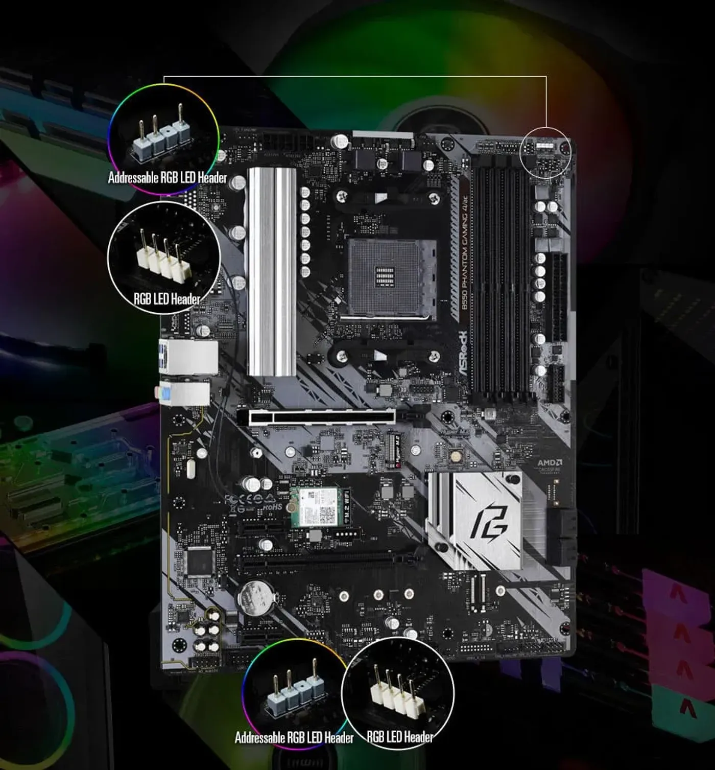 ASRock Phantom Gaming B550 WiFi 4/AC Motherboard AM4 | Evetech