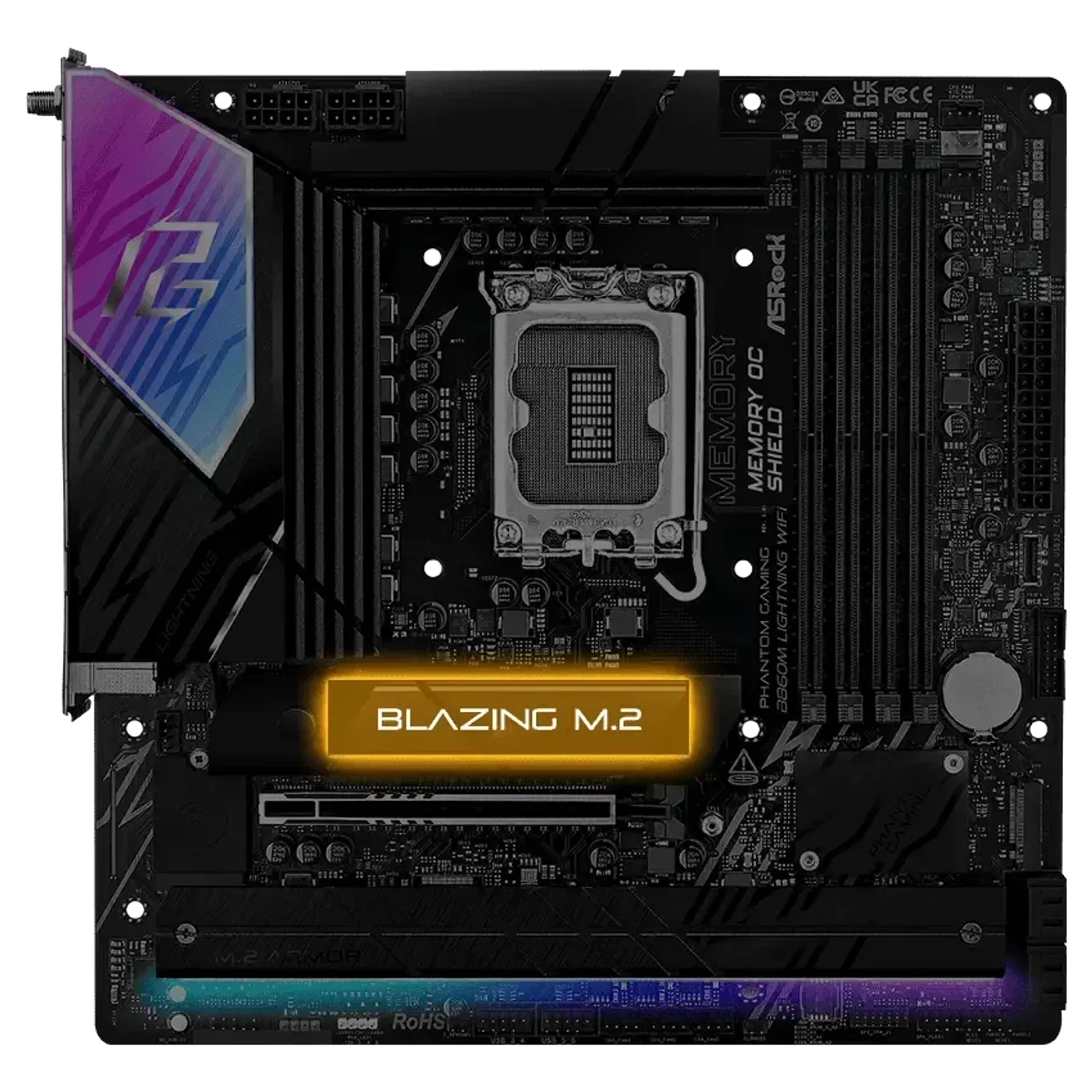 High Speed M.2 Solution diagram featuring PCIe Gen5 Blazing M.2 and Gen4 Hyper M.2 slots