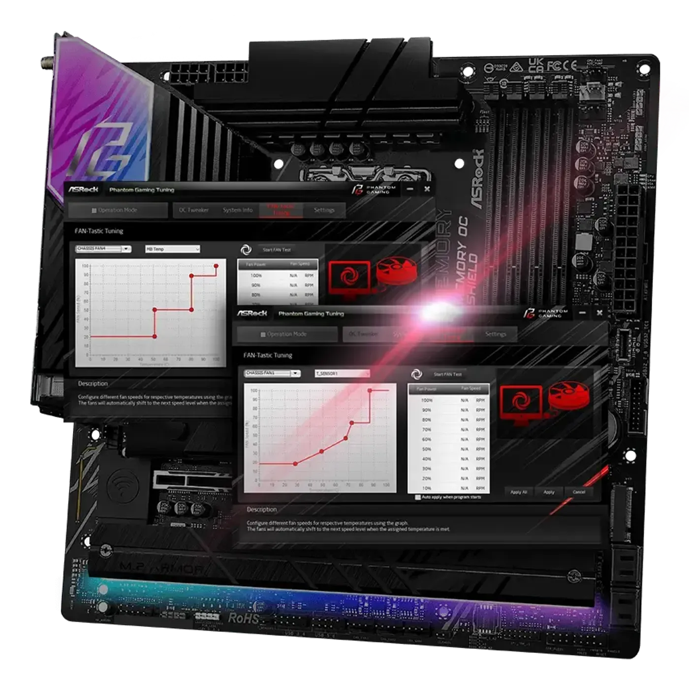 Intelligent Cooling Design showing Aluminum Heatsinks and fan/thermistor headers