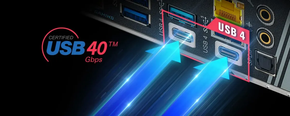 Advanced connectivity ports featuring USB4 and 5Gb/s LAN technology