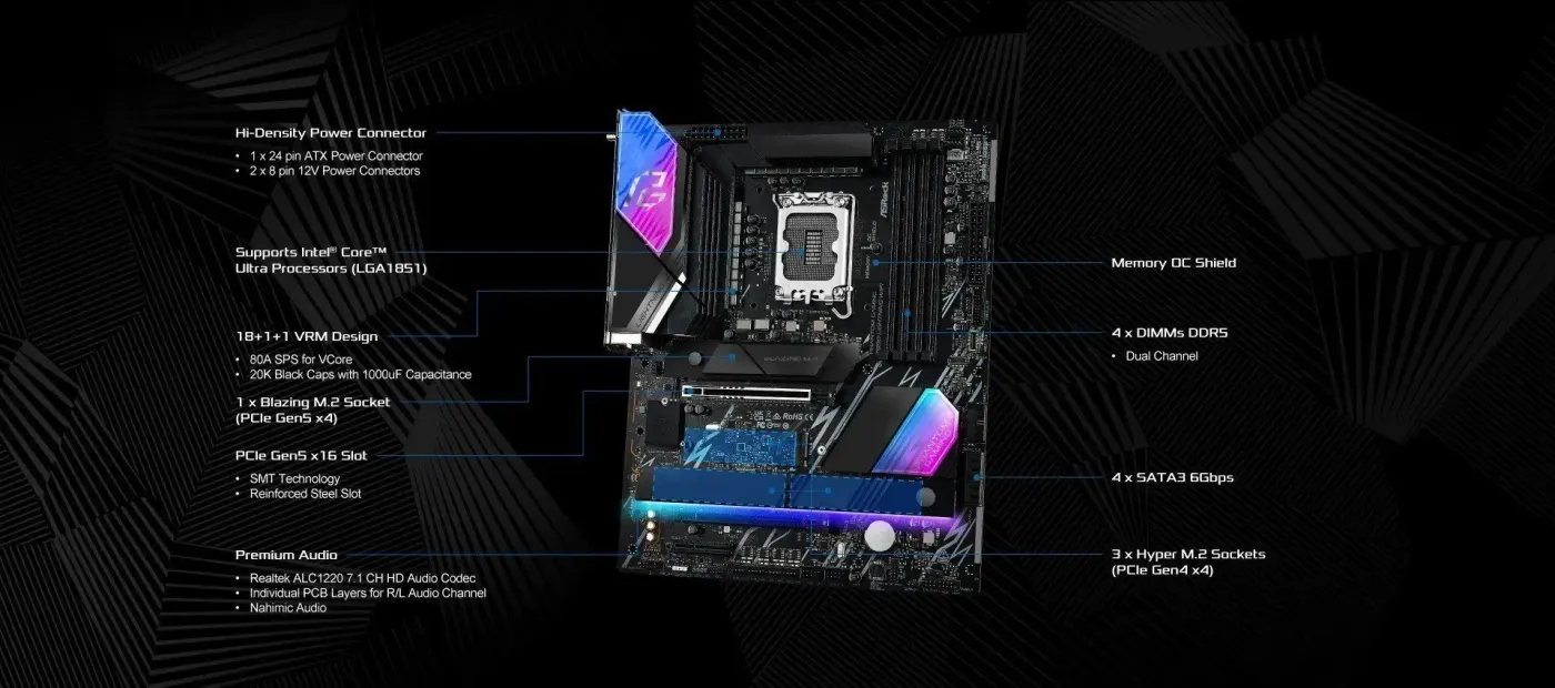 Close-up of an M.2 slot on the ASRock Z890 Lightning motherboard