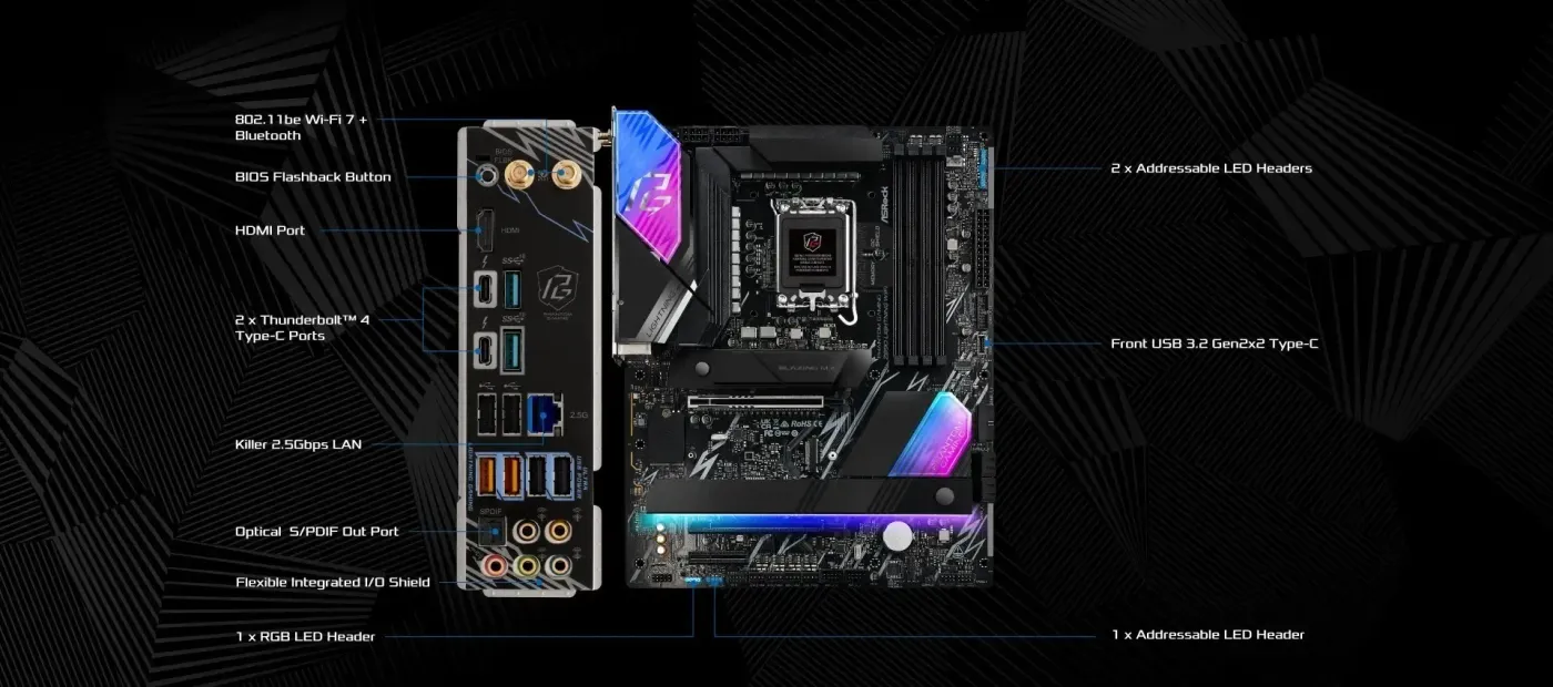 Detailed view of the VRM and power components on the Z890 Lightning