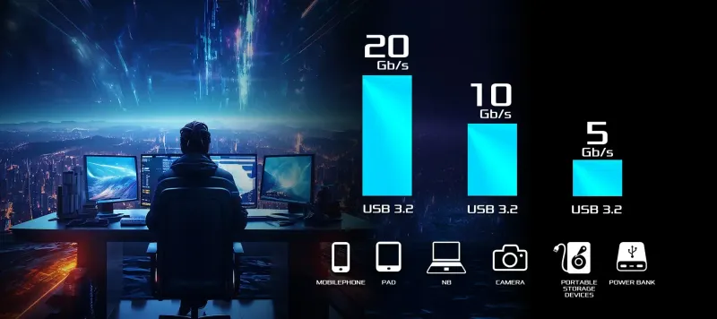 High-speed USB 3.2 Gen2x2 Type-C port on the Z890 Lightning motherboard
