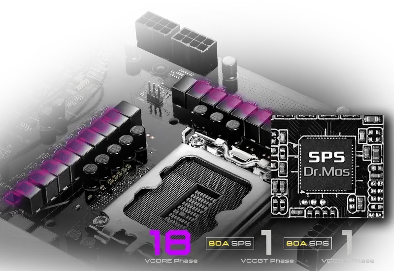 High-performance VRM power stages built for overclocking on the Z890 Lightning