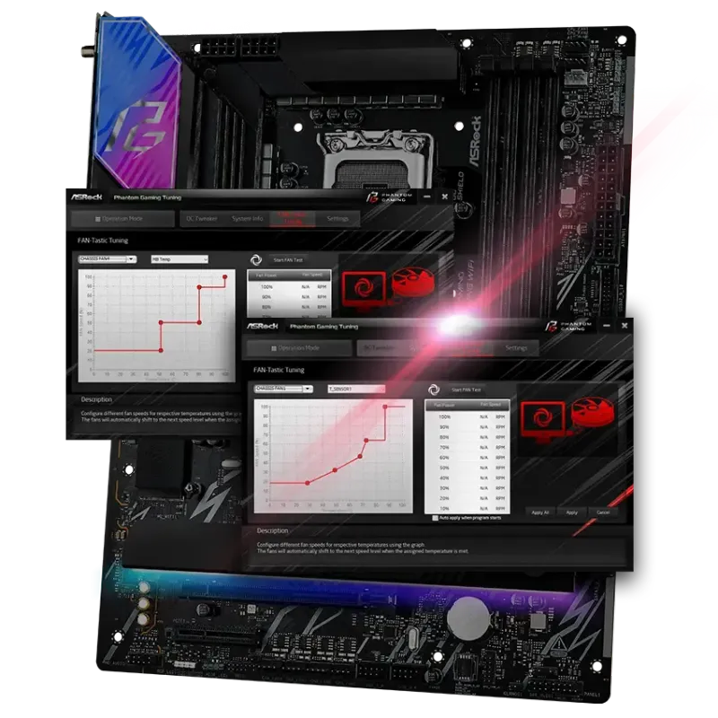Fan tuning interface showing an editable fan curve