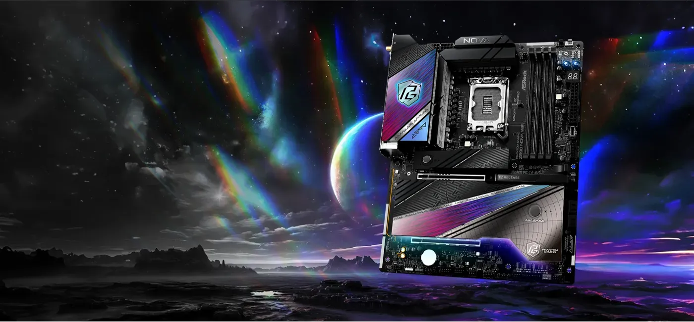 ASRock Phantom Gaming Z890 Nova WiFi motherboard shown in full