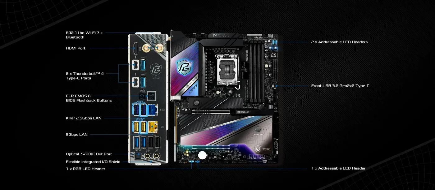 Detail view of the VRM components on the ASRock Z890 Nova WiFi