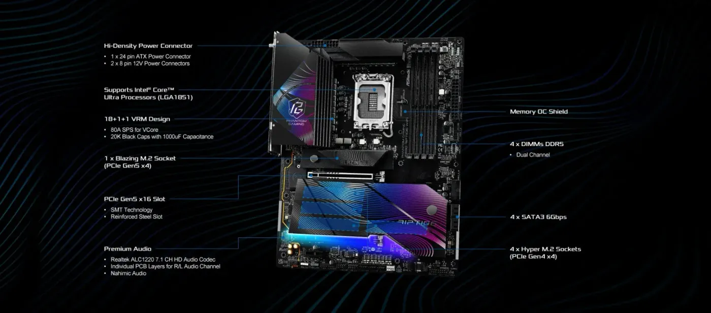 Overview banner for the ASRock Phantom Gaming Z890 Riptide motherboard