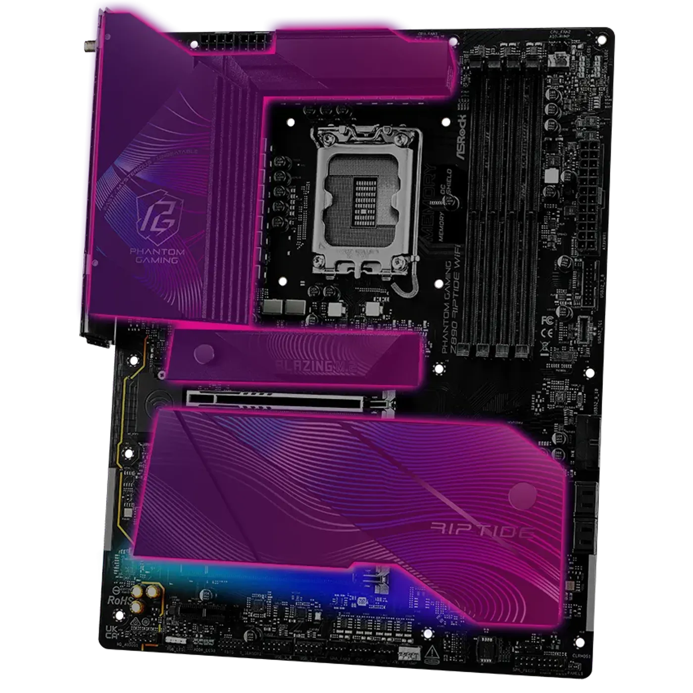 Optimized aluminium heatsink covering the Z890 Riptide power stages