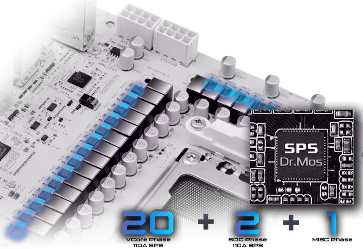 Optimized VRM design featuring 20+2+1 power phase architecture for gaming