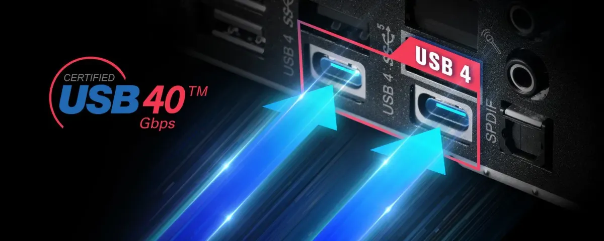 USB4 Type-C port offering up to 40Gbps data transfer speeds