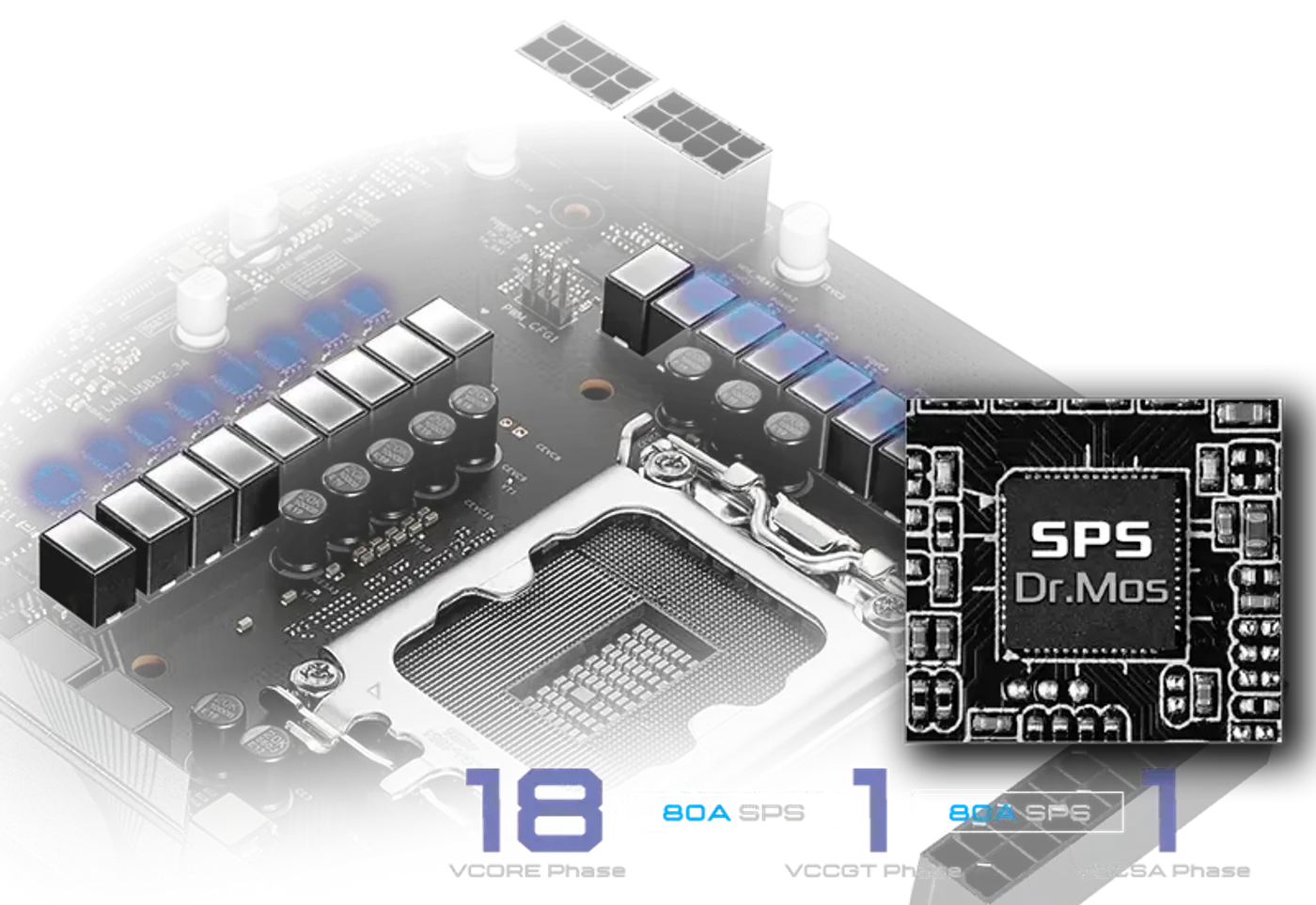 Advanced VRM power phase design on the ASRock Z890 LiveMixer motherboard