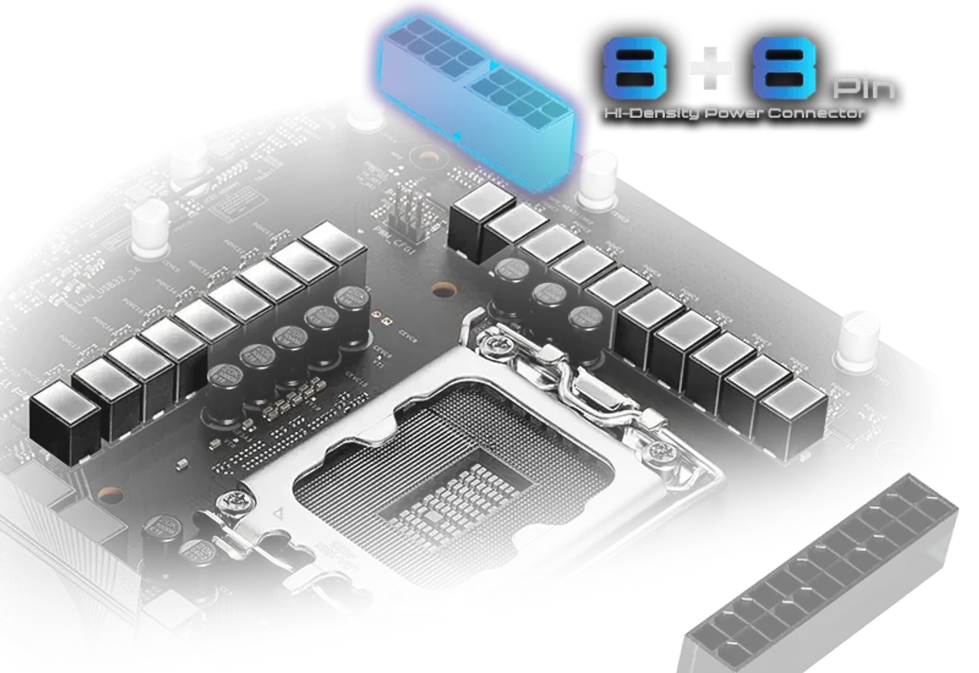 High-density CPU power connector on the ASRock Z890 LiveMixer motherboard