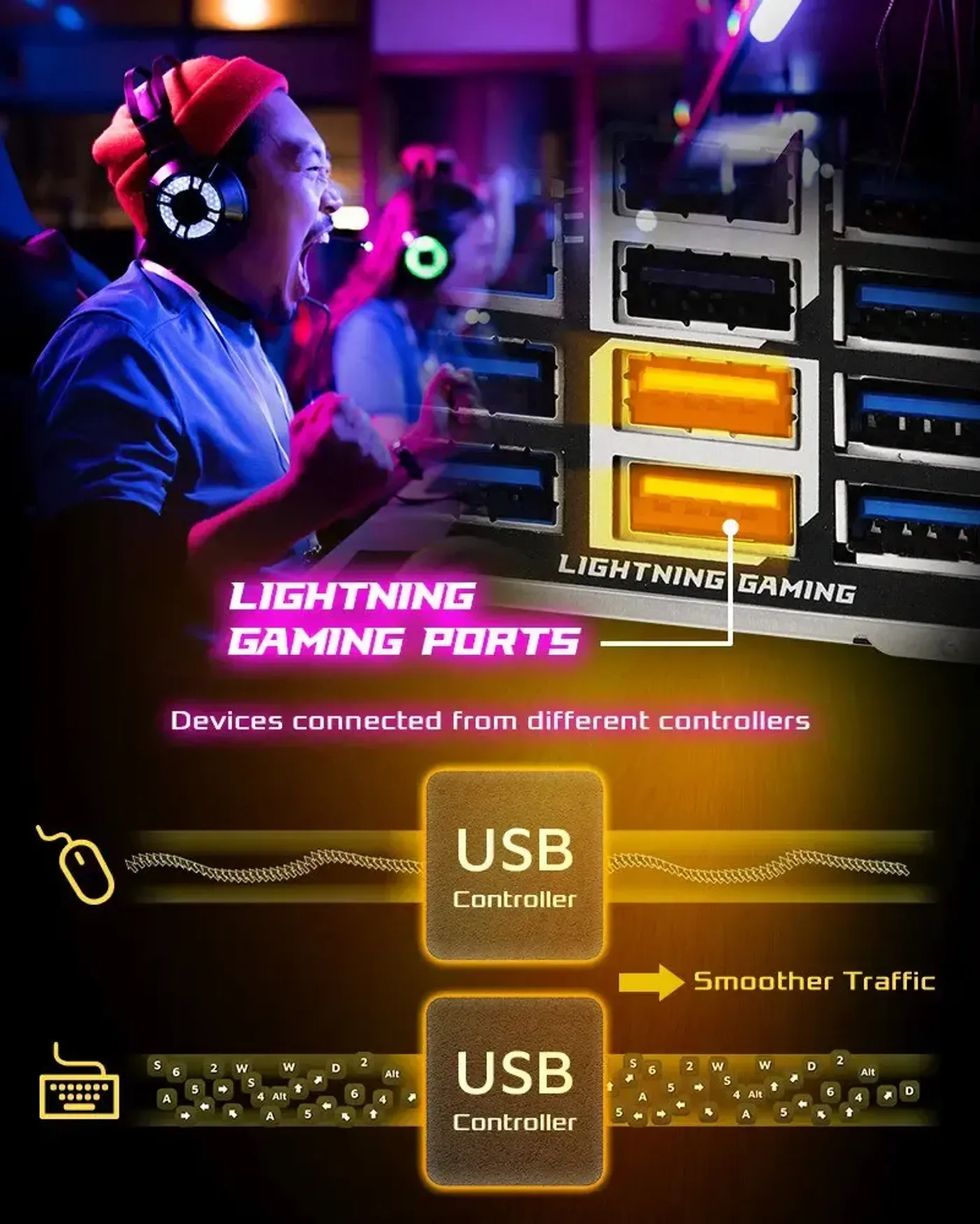 Rear input and output ports on the ASRock Z890 LiveMixer motherboard
