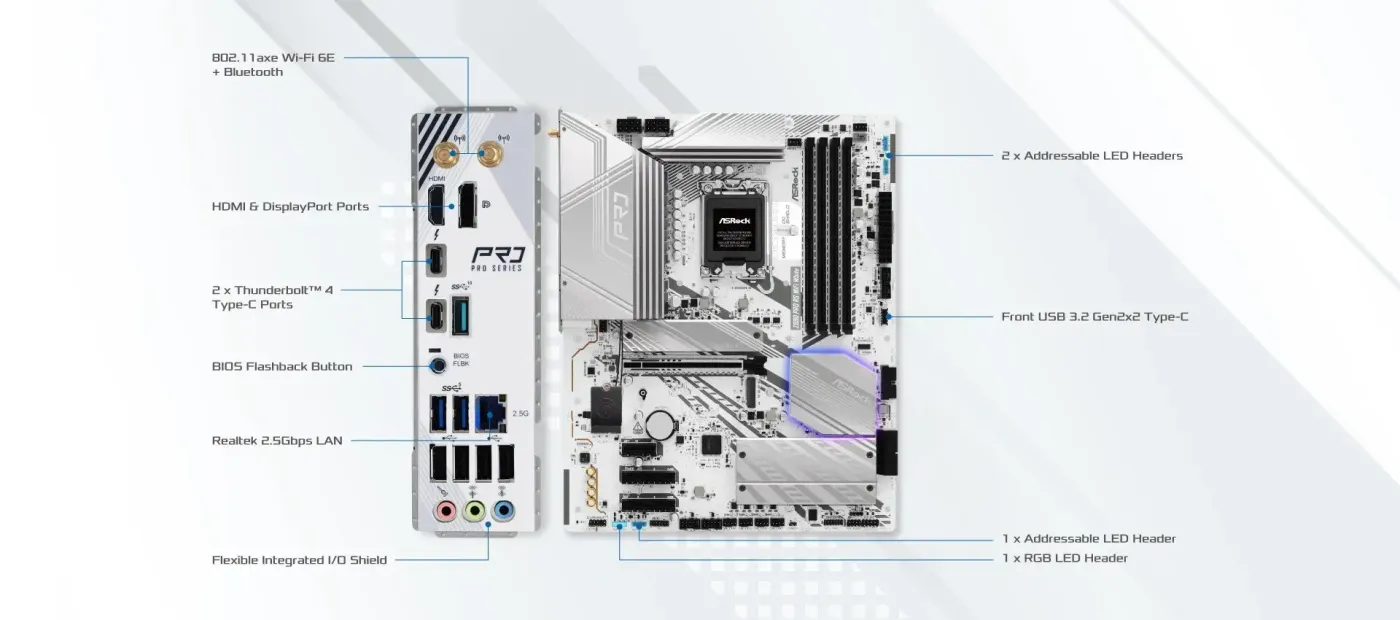DDR5 memory modules installed in the ASRock Z890 Pro RS DIMM slots