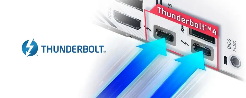 Thunderbolt 4 Type-C port on the rear panel of the ASRock Z890 Pro RS WiFi